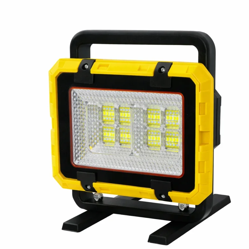 پرژکتور شارژی ۵۰۰ وات JGXL | باتری دریلی ۲۱ ولت | پایه فلزی تاشو و نور فوق‌قوی LED