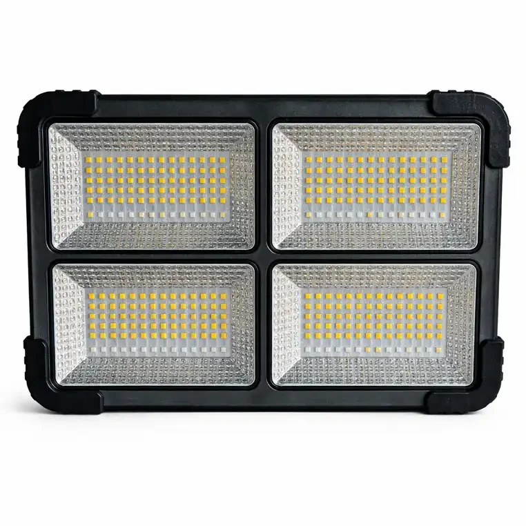 پروژکتور خورشیدی 500W شارژی پنل جدا و 5 باتری قابل‌تعویض + دو لامپ
