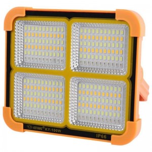 پرژکتور شارژی سولاری 100 وات مدل ky-100w پاوربانک دار
