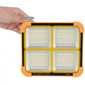پرژکتور شارژی سولاری 100 وات مدل ky-100w پاوربانک دار