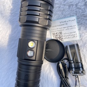 چراغ‌قوه شارژی حرفه‌ای USB مدل LH‑7106 | چیپ P300، ضدآب IPX6، زوم‌دار برد فوق‌العاده 3 کیلومتر، نور پرقدرت 3000 لومن