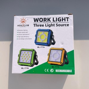 پرژکتور شارژی سولاری MINLIG ML‑777C با نور COB، باتری دوتایی 18650
