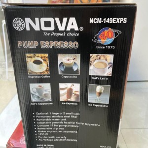 اسپرسوساز حرفه‌ای نوا NCM‑149EXPS با پمپ ۱۵ بار اصل