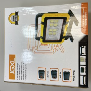 پرژکتور شارژی ۵۰۰ وات JGXL | باتری دریلی ۲۱ ولت | پایه فلزی تاشو و نور فوق‌قوی LED