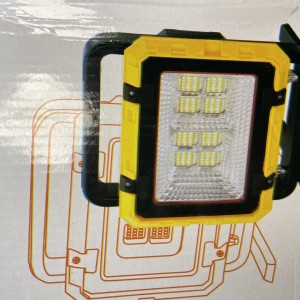 پرژکتور شارژی ۵۰۰ وات JGXL | باتری دریلی ۲۱ ولت | پایه فلزی تاشو و نور فوق‌قوی LED