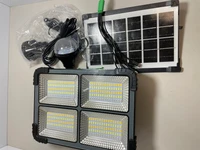 پروژکتور خورشیدی 500W شارژی پنل جدا و 5 باتری قابل‌تعویض + دو لامپ