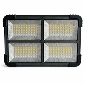 پروژکتور خورشیدی 500W شارژی پنل جدا و 5 باتری قابل‌تعویض + دو لامپ