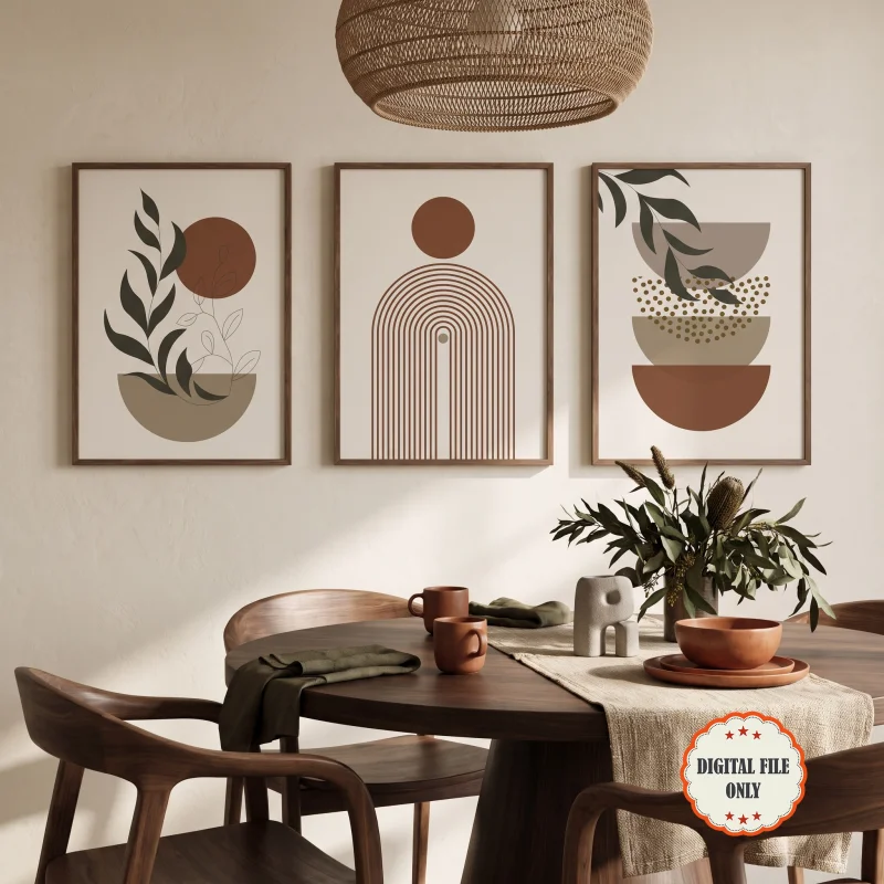 ست سه تایی پوسترهای دیجیتال مینیمال «باغِ هندسی» / GEOMETRIC GARDEN Collection, Set of 3