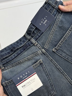 نیم بگ رویال جین - twin belt - آبی وسط کثیف شور