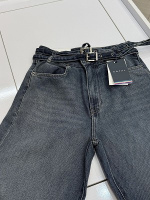 نیم بگ رویال جین - twin belt - آبی وسط کثیف شور