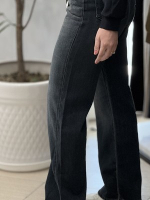 شلوار نیم بگ طوسی آبی زارا