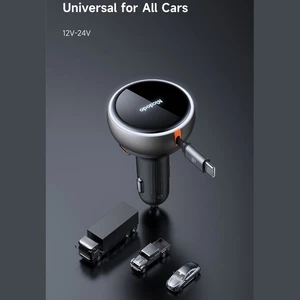 شارژر فندکی فست شارژ تایپ سی و یو اس بی با کابل جمع شونده داخل خودرو ماشین کامیون مک دودو