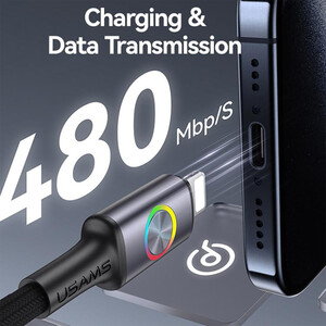 بهترین کابل آیفونی فست شارژ تایپ سی به لایتنینگ 30 وات 1.2 متری یوسامز