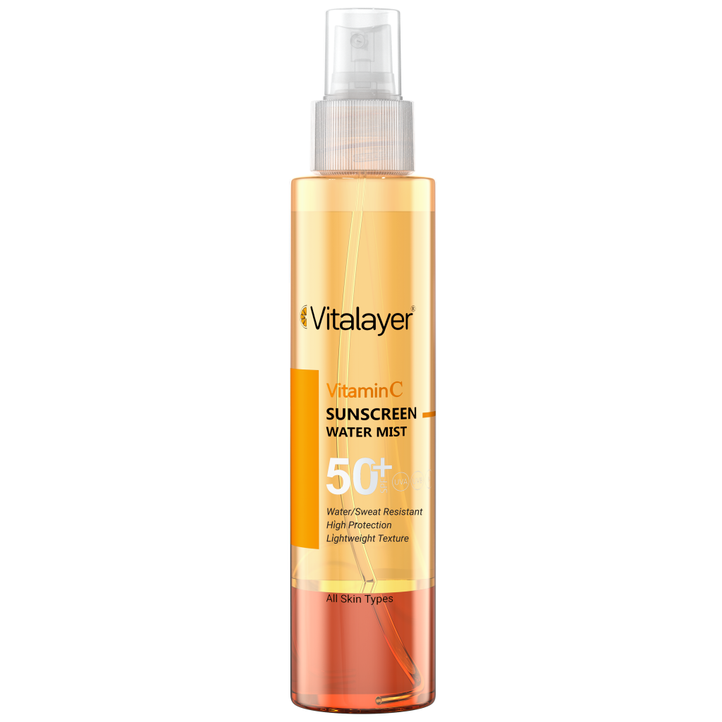 اسپری ضد آفتاب ویتامین C Vitalayer SPF50 | سان اسکرین واتر میست سبک و مقاوم در برابر تعریق