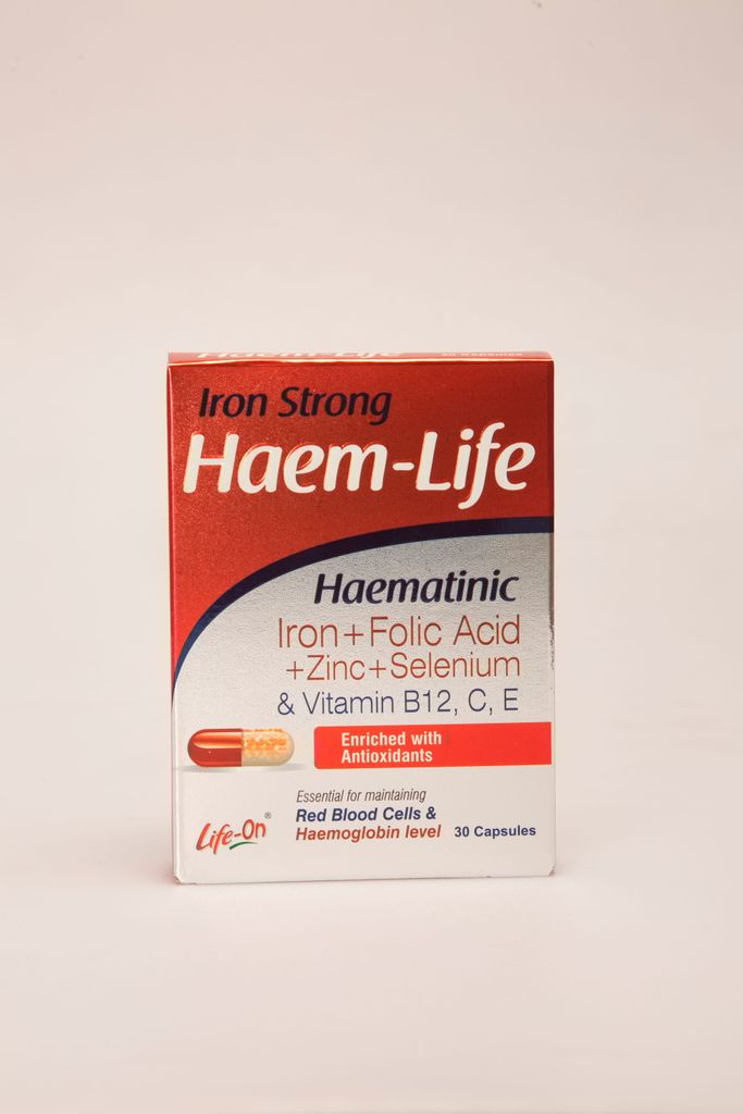 کپسول هم لایف Haem-Life Iron Strong | مکمل آهن، اسید فولیک، زینک، سلنیوم و ویتامین B12 برای کمخونی