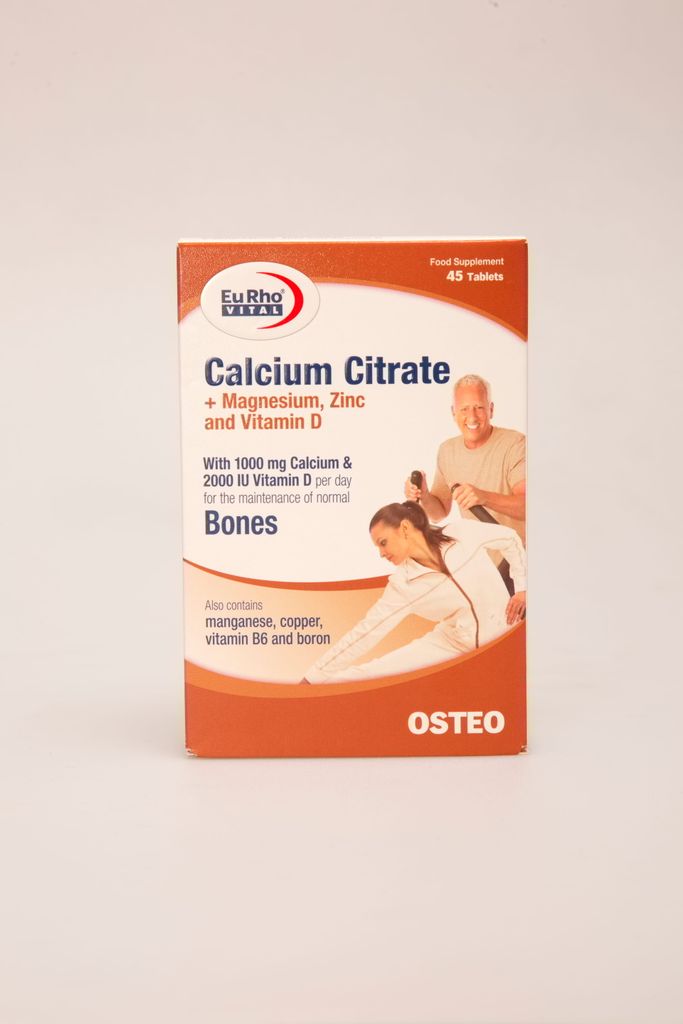 قرص کلسیم سیترات یورو ویتال | Calcium Citrate EuRho Vital + منیزیم، زینک و ویتامین D