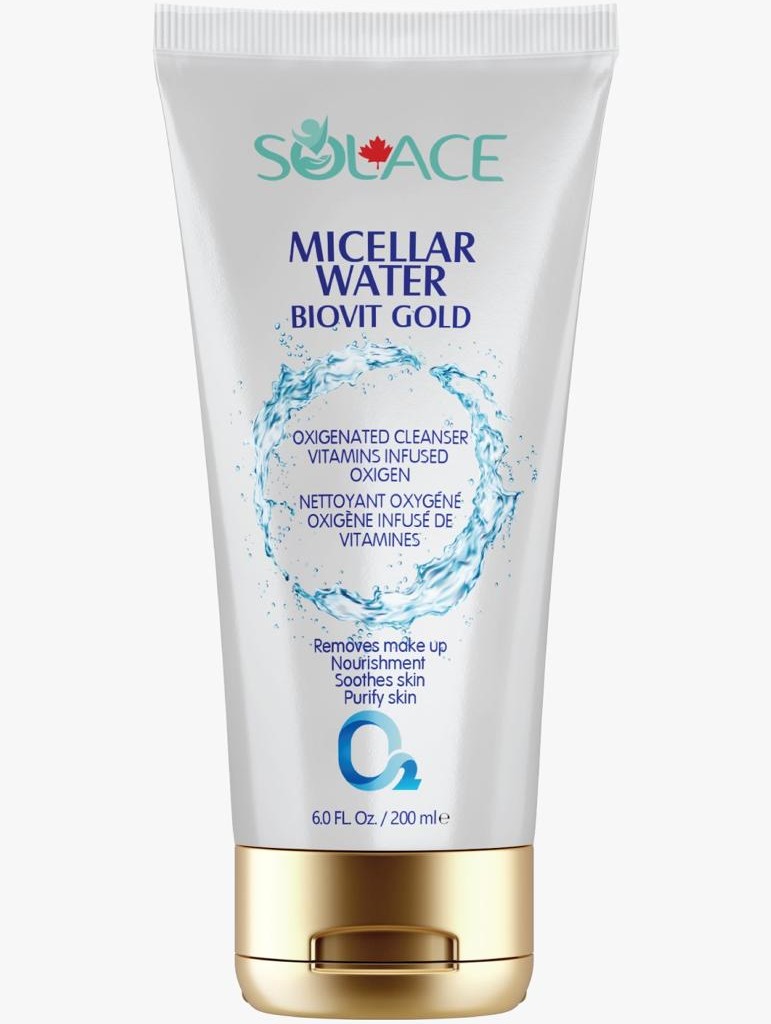 میسلار واتر اکسیژن رسان سولیس کانادا Solace Canada Micellar Water BioVit Gold | پاککننده آرایش و آبرسان پوست