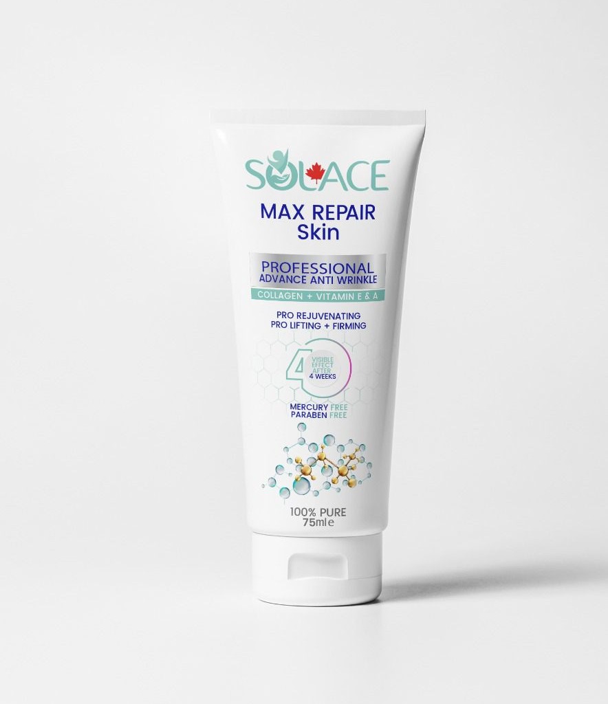 کرم ضد چروک و ترمیمکننده سولیس کانادا Solace Canada Max Repair Skin Professional Advance Anti Wrinkle Cream | کلاژن، ویتامین E و A