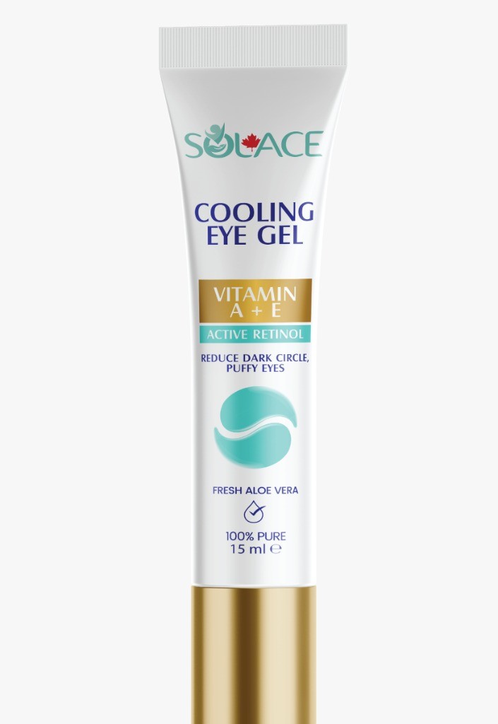 ژل دور چشم خنککننده سولیس کانادا Solace Canada Cooling Eye Gel | حاوی رتینول، ویتامین A و E، ضد تیرگی و پف چشم