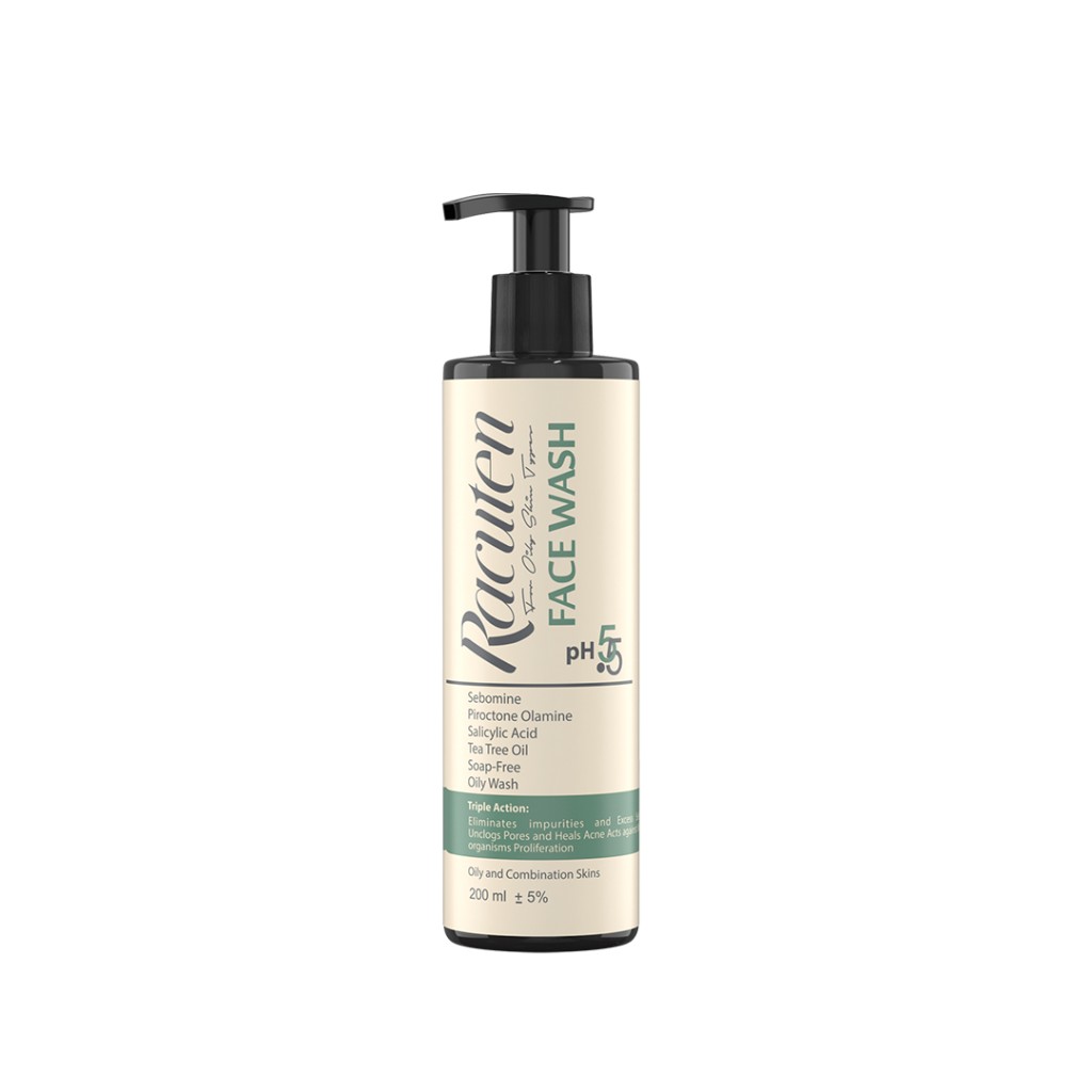 ژل شستشوی صورت راکوتن Racutin Face Wash پوست چرب و مختلط حاوی سالیسیلیک اسید و روغن درخت چای 200 میلیلیتر