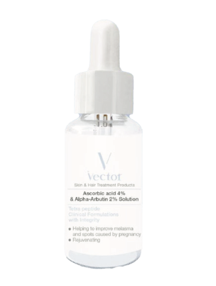 سرم آسکوربیک اسید ۴٪ و آلفا آربوتین ۲٪ وکتور | Vector Ascorbic Acid 4% & Alpha Arbutin 2% Solution Serum