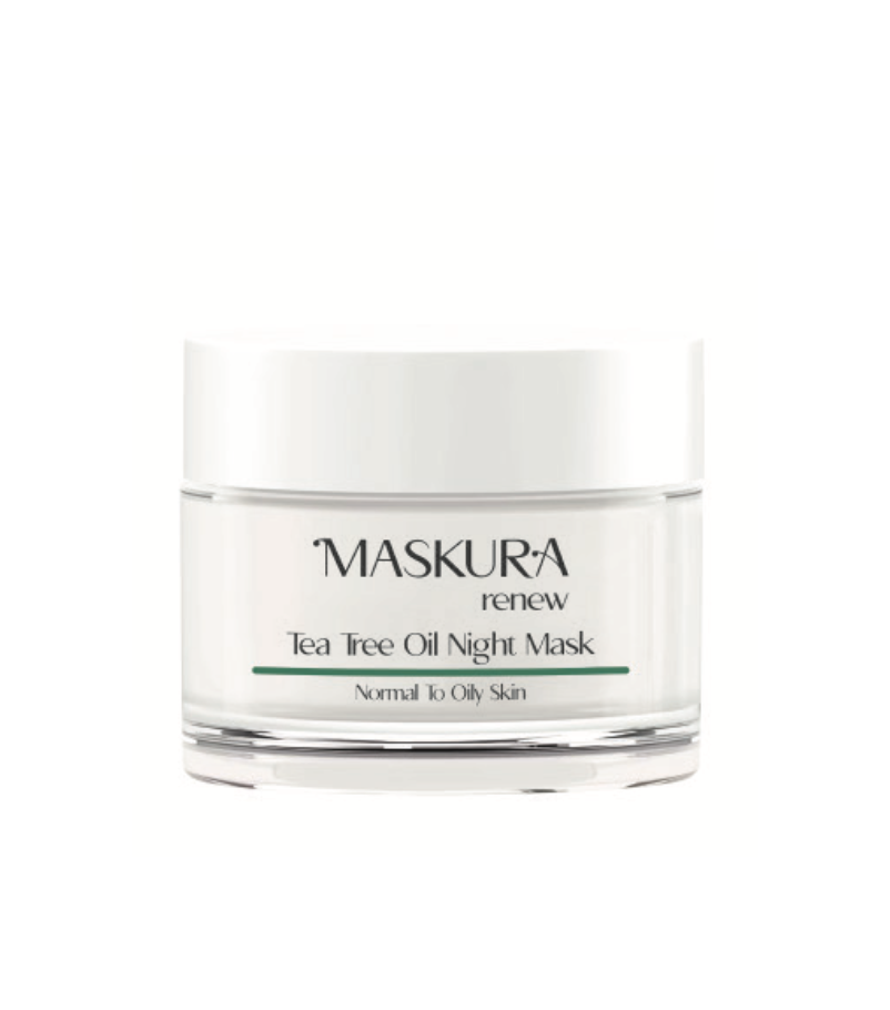 ژل کرم شب روغن درخت چای ماسکورا رینیو ۵۰ میلیلیتر (Maskura Renew Tea Tree Oil Night Mask 50 ml)