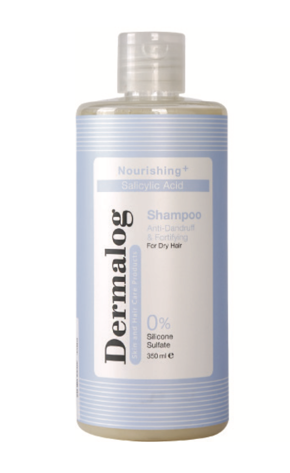 شامپو ضد شوره و تقویتکننده موهای خشک درمالوگ ۳۵۰ میلیلیتر (Dermalog Nourishing+ Salicylic Acid Anti-Dandruff & Fortifying Shampoo for Dry Hair 350 ml)