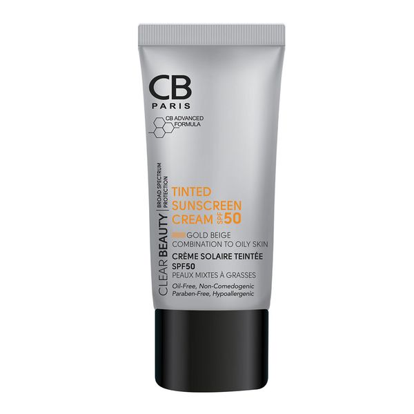 کرم ضدآفتاب رنگی CB Paris SPF 50 - رنگ بژ طلایی / CB Paris Tinted Sunscreen Cream SPF 50 (Gold Beige)