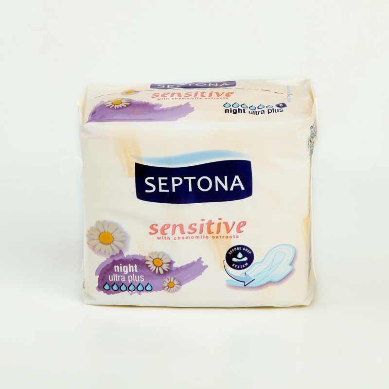 پدبهداشتی بالدار قطر نازک کتانی معطر سپتونا Sensitive مدل Super - بسته 8 عددی