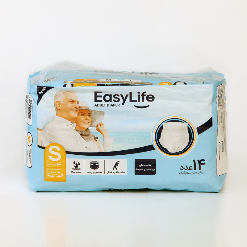 پوشک بزرگسال شورتی ایزی لایف Easy Life سایز S بسته 14 عددی