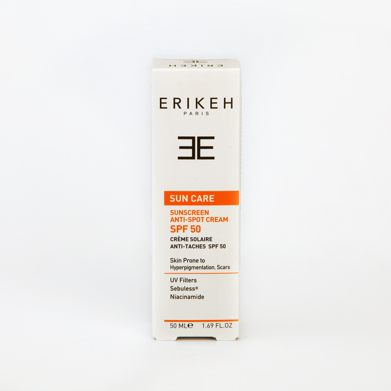 ضدآفتاب ضدلک اریکه Erikeh SPF 50 مناسب پوست‌های دارای لک و جای جوش