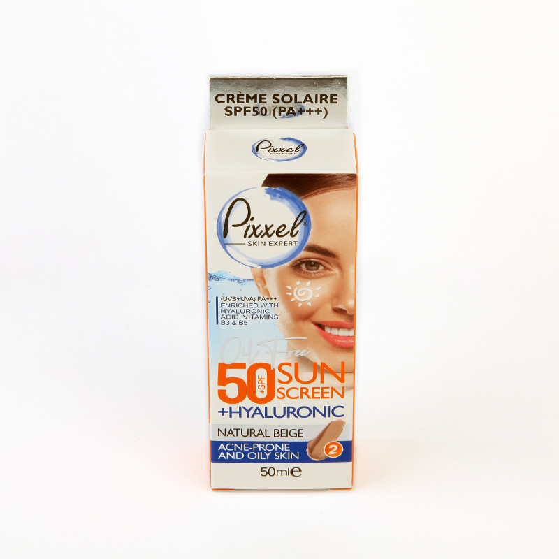 کرم ضدآفتاب رنگی پیکسل Pixxel SPF50 + Hyaluronic – رنگ Natural Beige مخصوص پوست چرب و مستعد آکنه