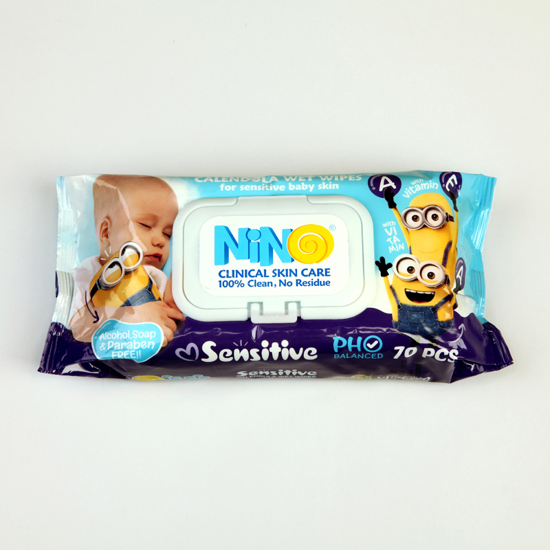 دستمال مرطوب کودک نینو مدل Sensitive (بسته 70 عددی)