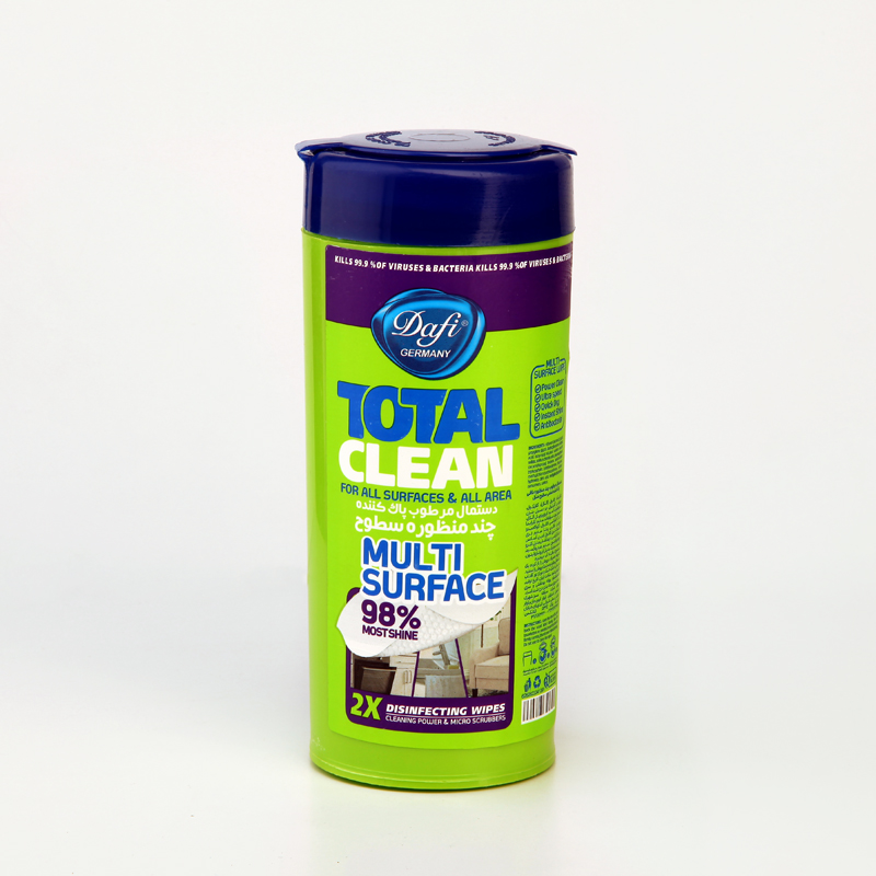 دستمال مرطوب چندمنظوره سطوح دافی Dafi Total Clean مدل Multi Surface – پاک‌کننده و ضدعفونی‌کننده