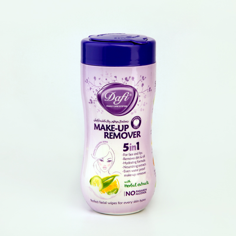 دستمال مرطوب پاک‌کننده آرایش دافی Dafi مدل 5in1 با عصاره‌های گیاهی – بسته قوطی‌ای