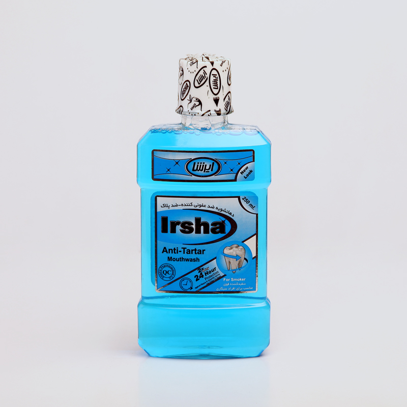 دهان‌شویه ایرشا Irsha مدل Anti-Tartar ضد جرم و پلاک – مناسب افراد سیگاری – حجم 250 میلی‌لیتر