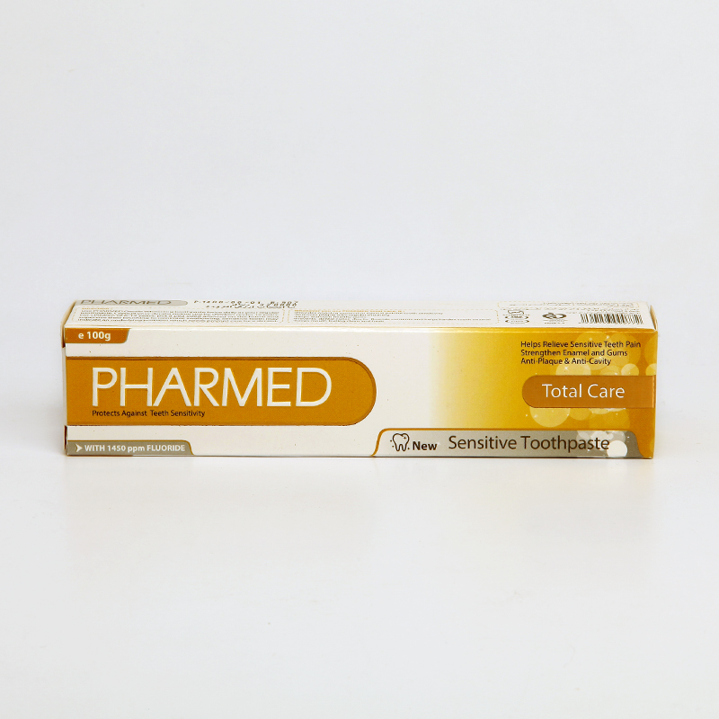 خمیردندان پارمد Pharmed مدل Total Care مخصوص دندان‌های حساس – محافظت کامل و ضدپلاک (100 گرم)