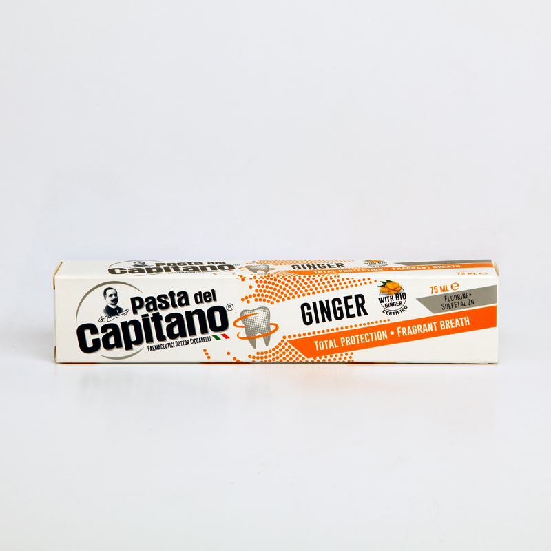 خمیردندان پاستا دل کاپیتانو Pasta del Capitano مدل Ginger – سفیدکننده ملایم و خوش‌بوکننده دهان – حجم 75 میلی‌لیتر