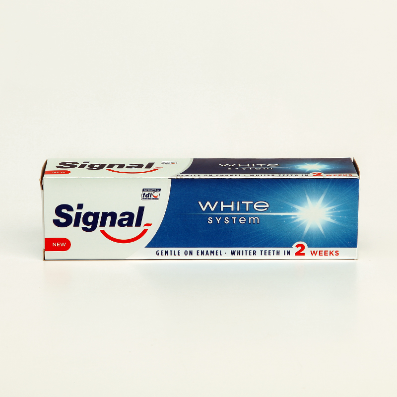خمیر دندان سیگنال Signal مدل White System – سفیدکننده ملایم با درخشش بیشتر در ۲ هفته – 100 گرم