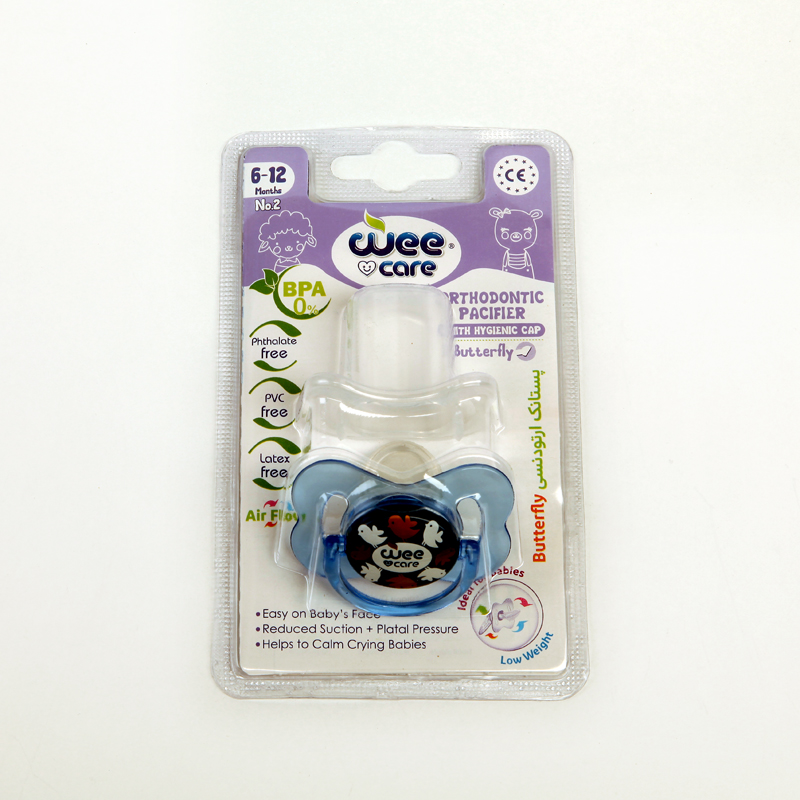پستانک ارتودنسی وی‌کر Wee Care Orthodontic Pacifier مدل Butterfly (۶ تا ۱۲ ماه) – رنگ آبی