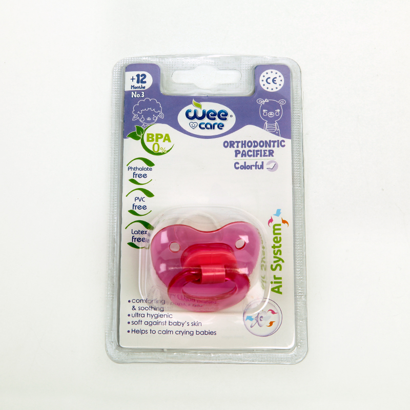 پستانک ارتودنسی وی‌کر Wee Care Orthodontic Pacifier مدل Colorful (۱۲ ماه به بالا) – رنگ صورتی