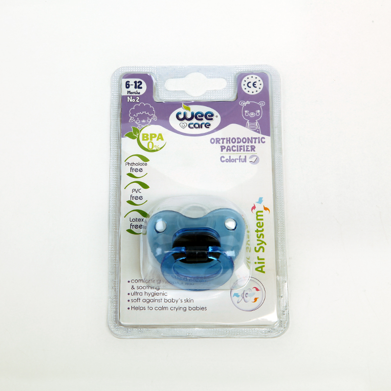 پستانک ارتودنسی وی‌کر Wee Care Orthodontic Pacifier مدل Colorful (۶ تا ۱۲ ماه) – رنگ آبی