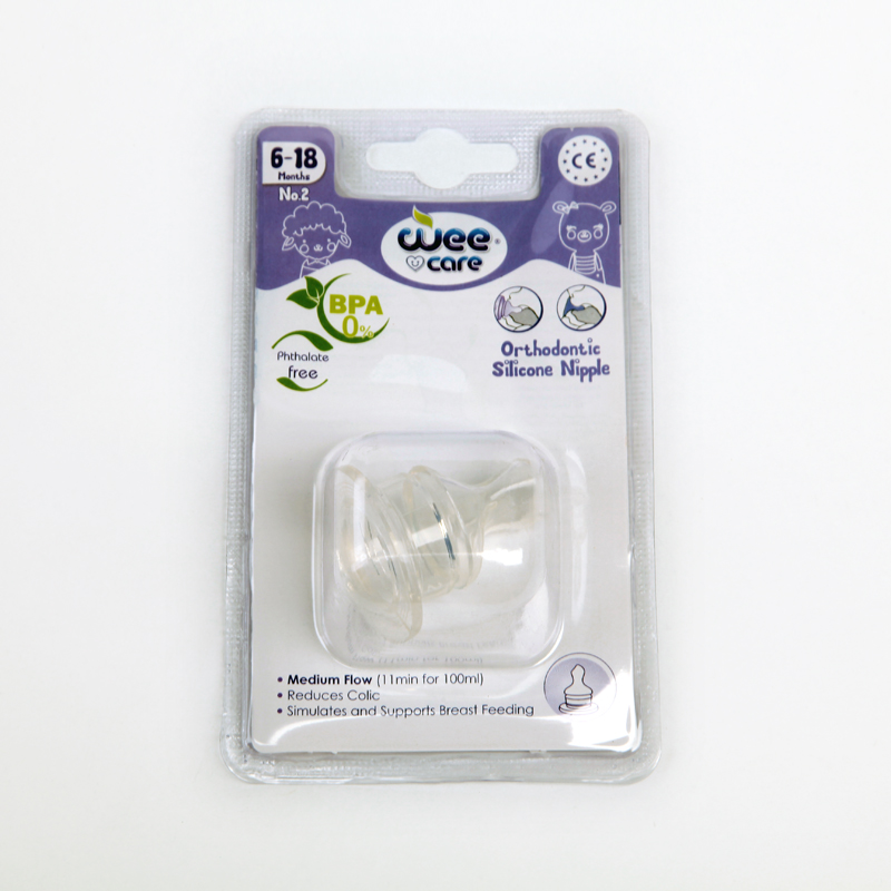 سرشیشه ارتودنتیک سیلیکونی وی‌کر (Wee Care) سایز 2 – مناسب 6 تا 18 ماه – جریان متوسط