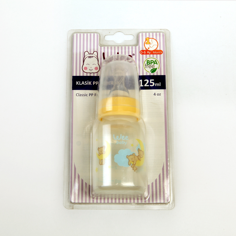 شیشه‌شیر وی‌بیبی (Wee Baby) مدل Classic PP ظرفیت 125 میلی‌لیتر – مناسب نوزادان 0 تا 6 ماه – BPA Free