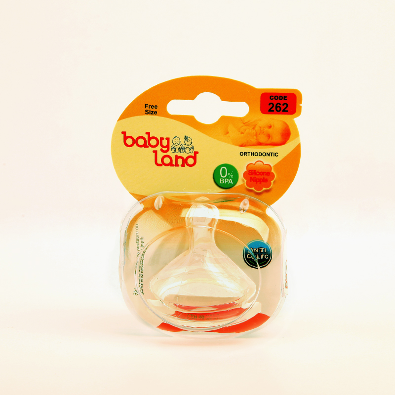 سرشیشه سیلیکونی بی‌بی‌لند (Baby Land) مدل Orthodontic کد 262 – Free Size – ضد کولیک – BPA Free