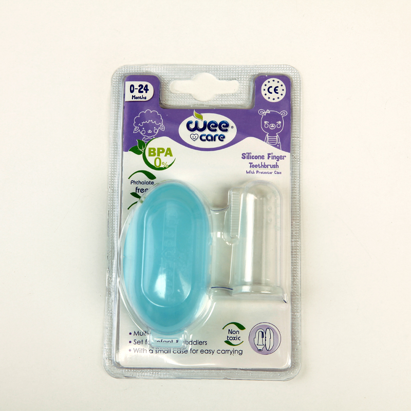 مسواک انگشتی سیلیکونی Wee Care با جعبه محافظ – مناسب 0 تا 24 ماه