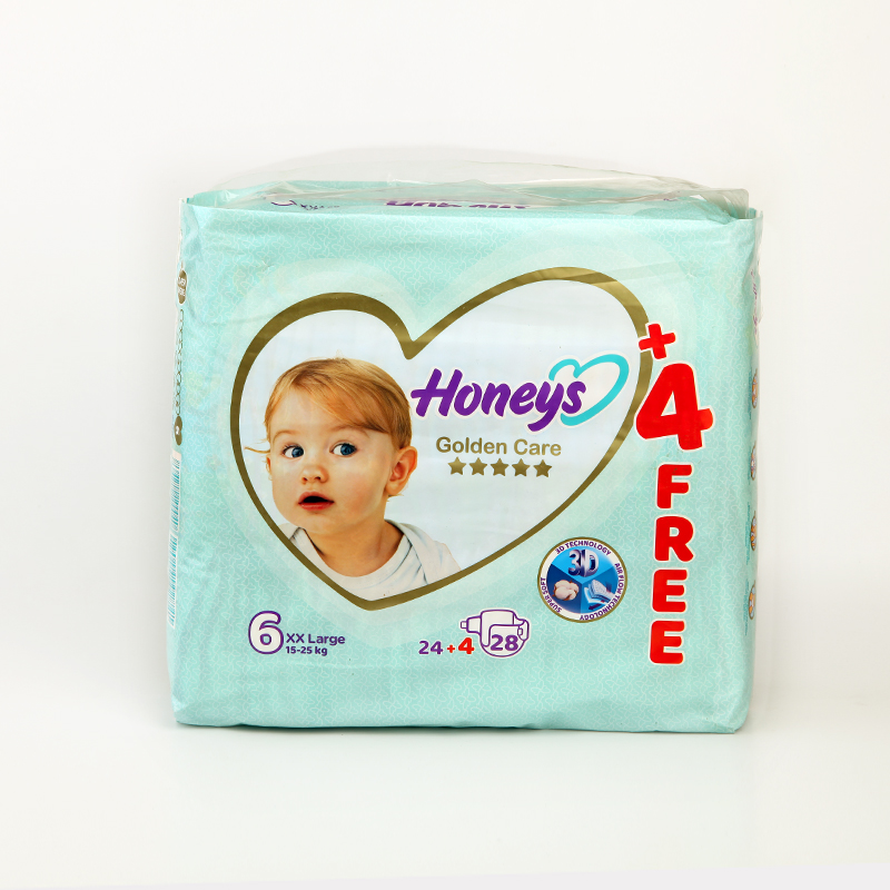 پوشک بچه هانیز Honeys Golden Care سایز 6 (XX Large) – بسته 28 عددی 24+4 رایگان