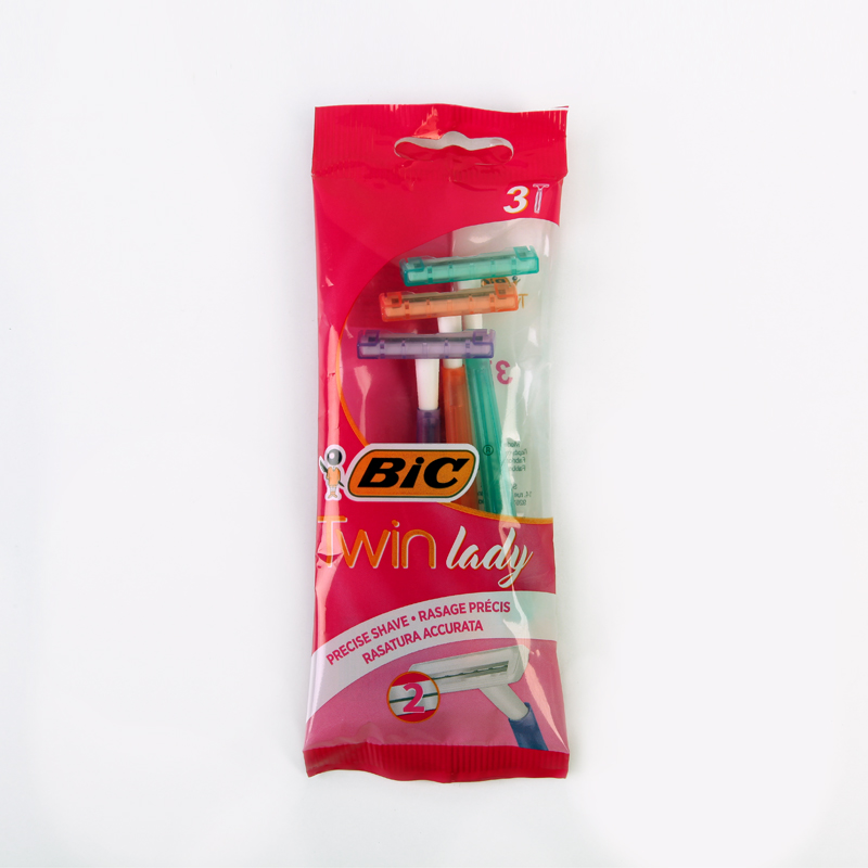 تیغ اصلاح زنانه بیک (BIC) مدل Twin Lady – دو تیغه، بسته ۳ عددی