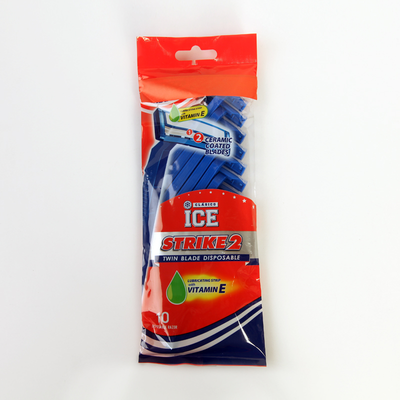 تیغ اصلاح مردانه آیس (ICE) مدل Strike 2 – دو‌تیغه، بسته ۱۰ عددی