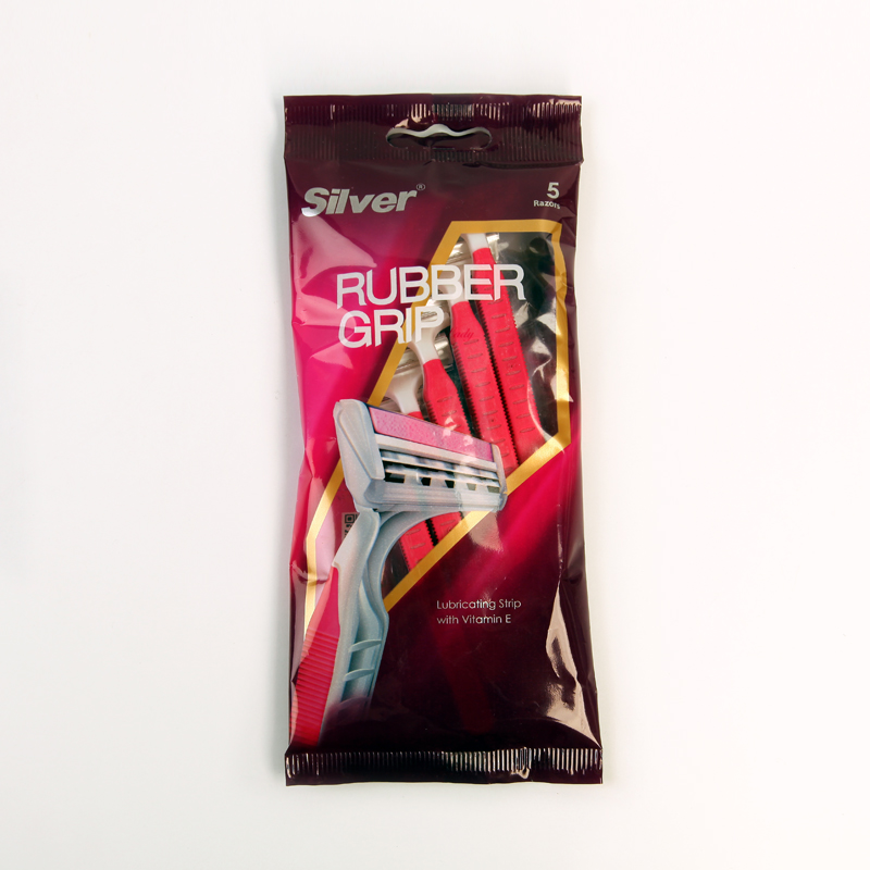 تیغ اصلاح زنانه سیلور مدل Rubber Grip – سه‌تیغه، دسته ضدلغزش، بسته ۵ عددی